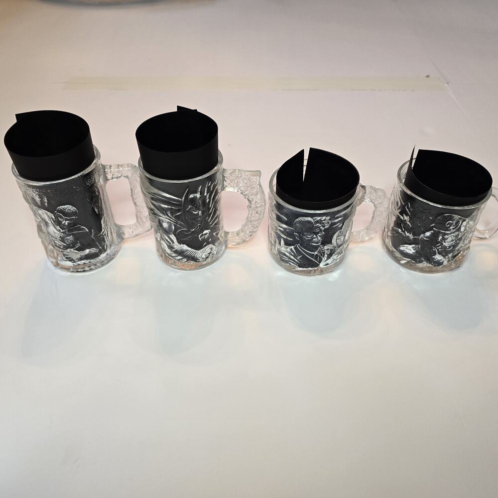 Batman Forever 1995 McDonalds Glasses Movie Promo Mug Complete Set Of 4 EXC COND